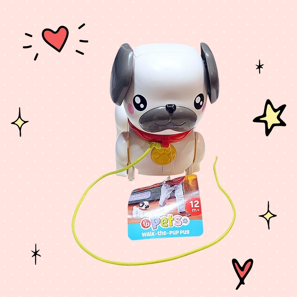 Fisher-Price FP Pets Walk-the-Pup Pug, a Pull-Along Toy 12M+ NWT